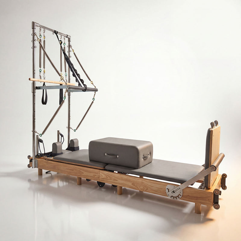 nexace Wood Foldable Pilates Reformer with Tower