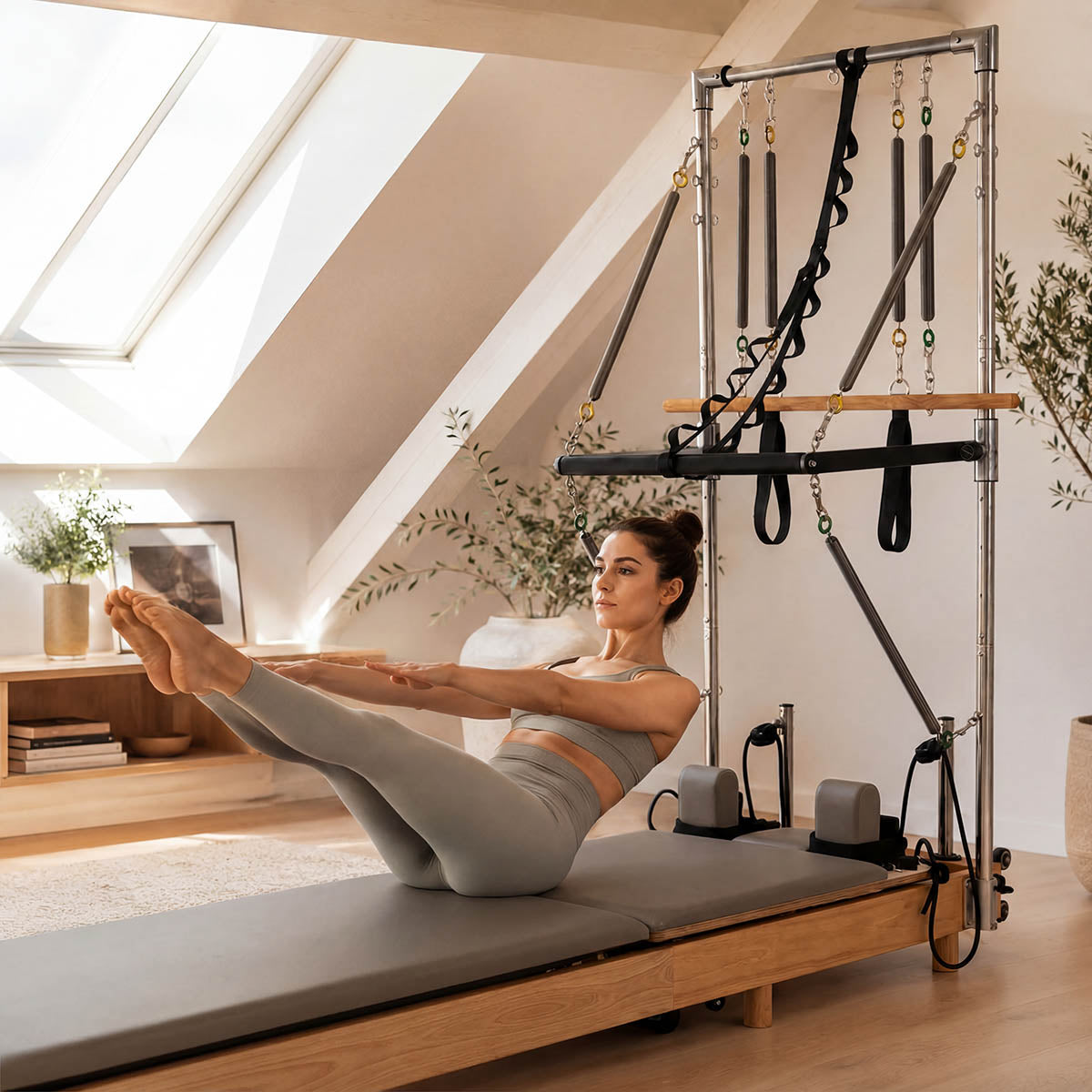 nexace Wood Foldable Pilates Reformer with Tower – nexacePilates