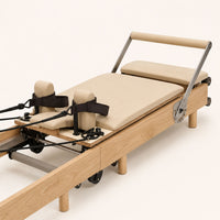 nexace Wood Pilates Reformer Machine for Home Fitness-Foldable-Beige