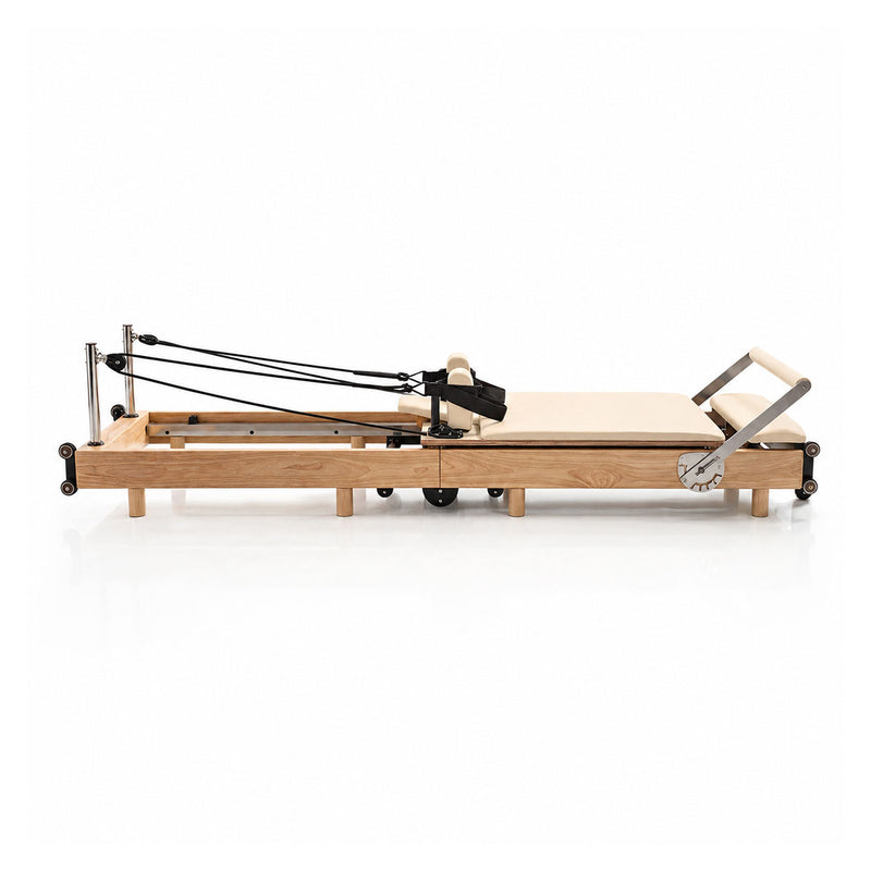 nexace Wood Pilates Reformer Machine for Home Fitness-Foldable-Beige