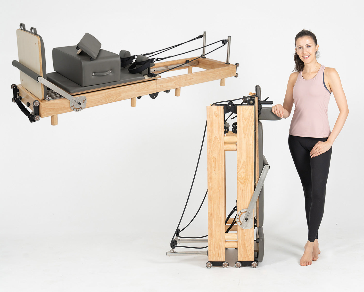 Reformer Machine With Frame nexace Wood Pilates Reformer Machine for Home Fitness – nexacePilates