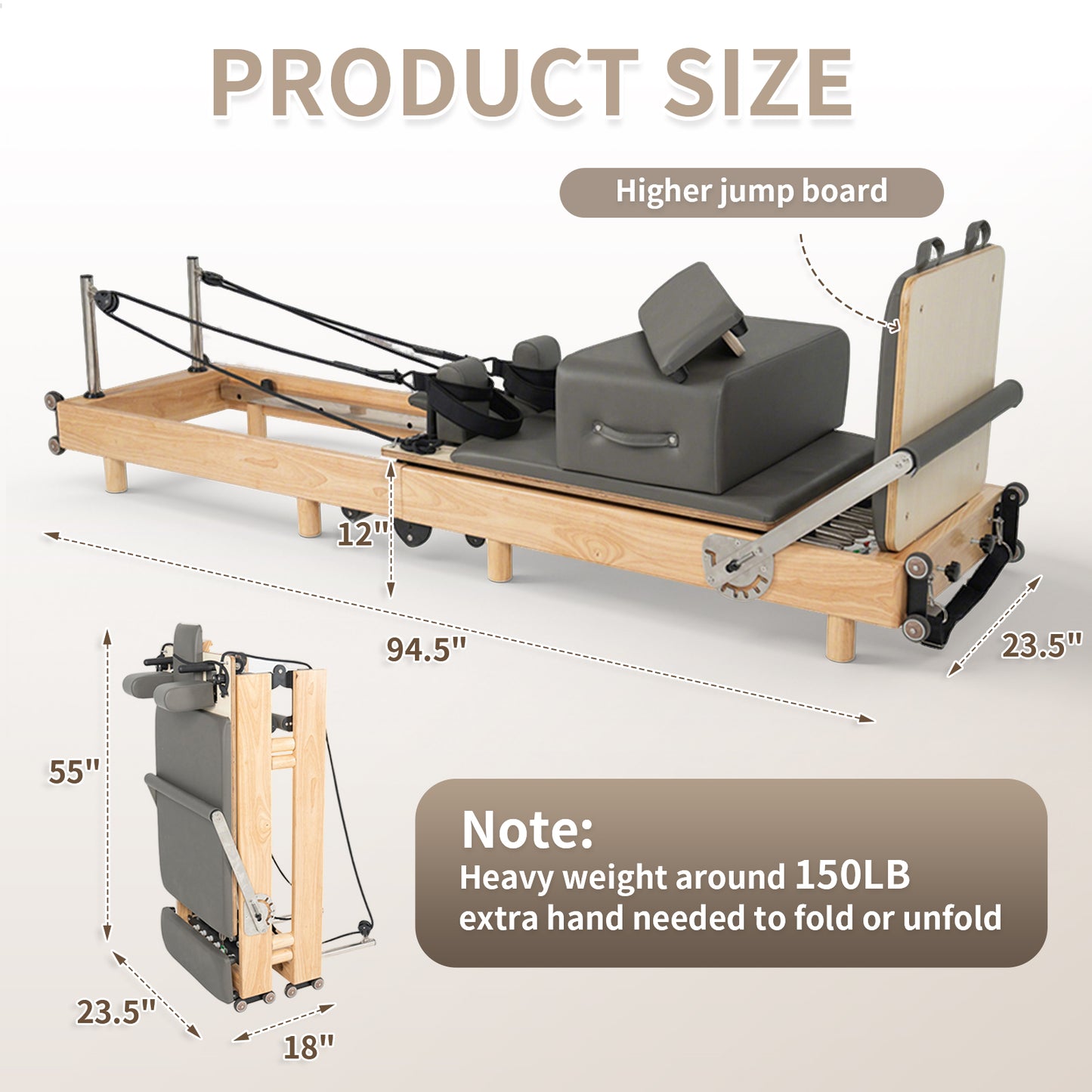 nexace Wood Pilates Reformer Machine for Home Fitness
