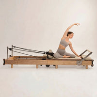 nexace Wood Pilates Reformer Machine for Home Fitness-Foldable-Beige