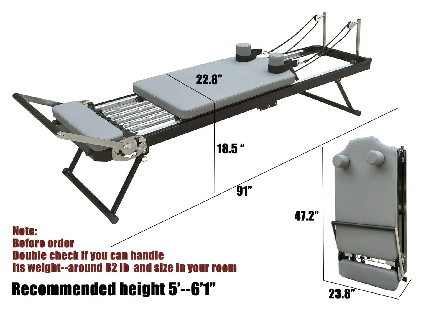 nexace Pilates Reformer Machine with Metal Spring