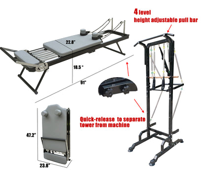 nexace Metal Pilates Reformer with Tower