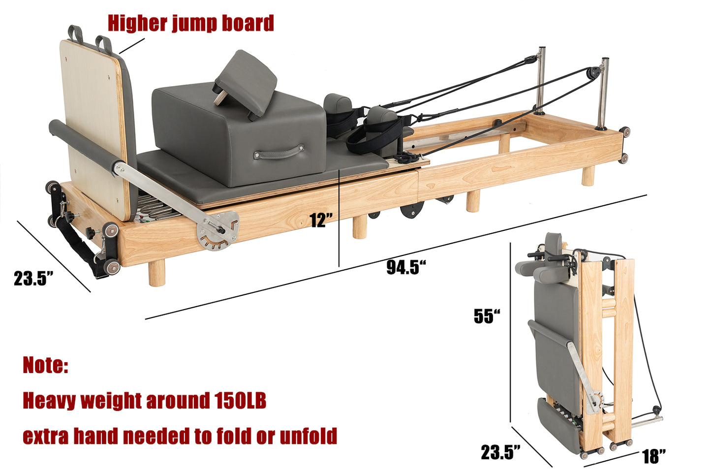 nexace Wood Pilates Reformer Machine for Home Fitness